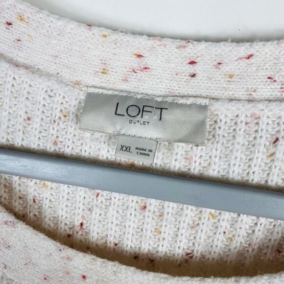 Ann Taylor LOFT Size XXL Flecked Button Detail Sweater Cream Cotton Blend - Picture 4 of 5